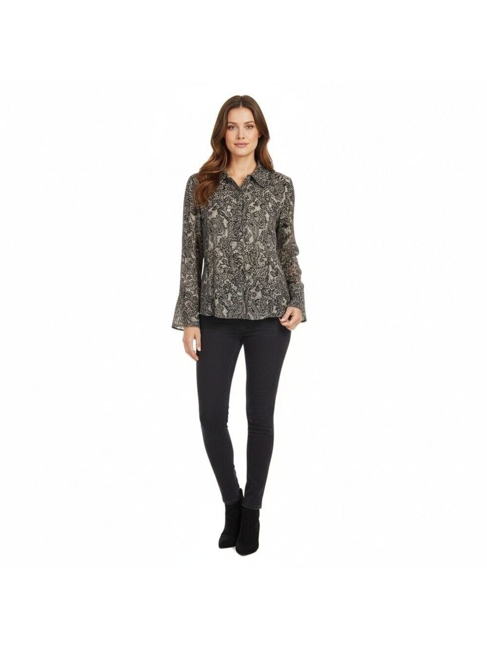 LPA black long sleeve button down collared shirt size small
